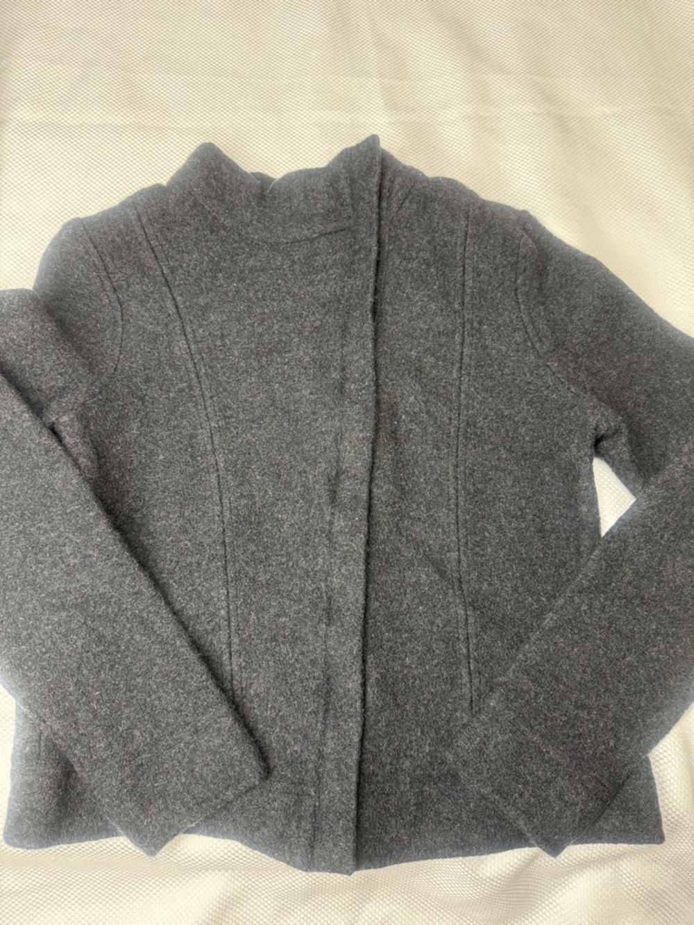 Women's Charcoal Gray Mock Neck classiques enrier Wool Sweater/Jacket - Medium